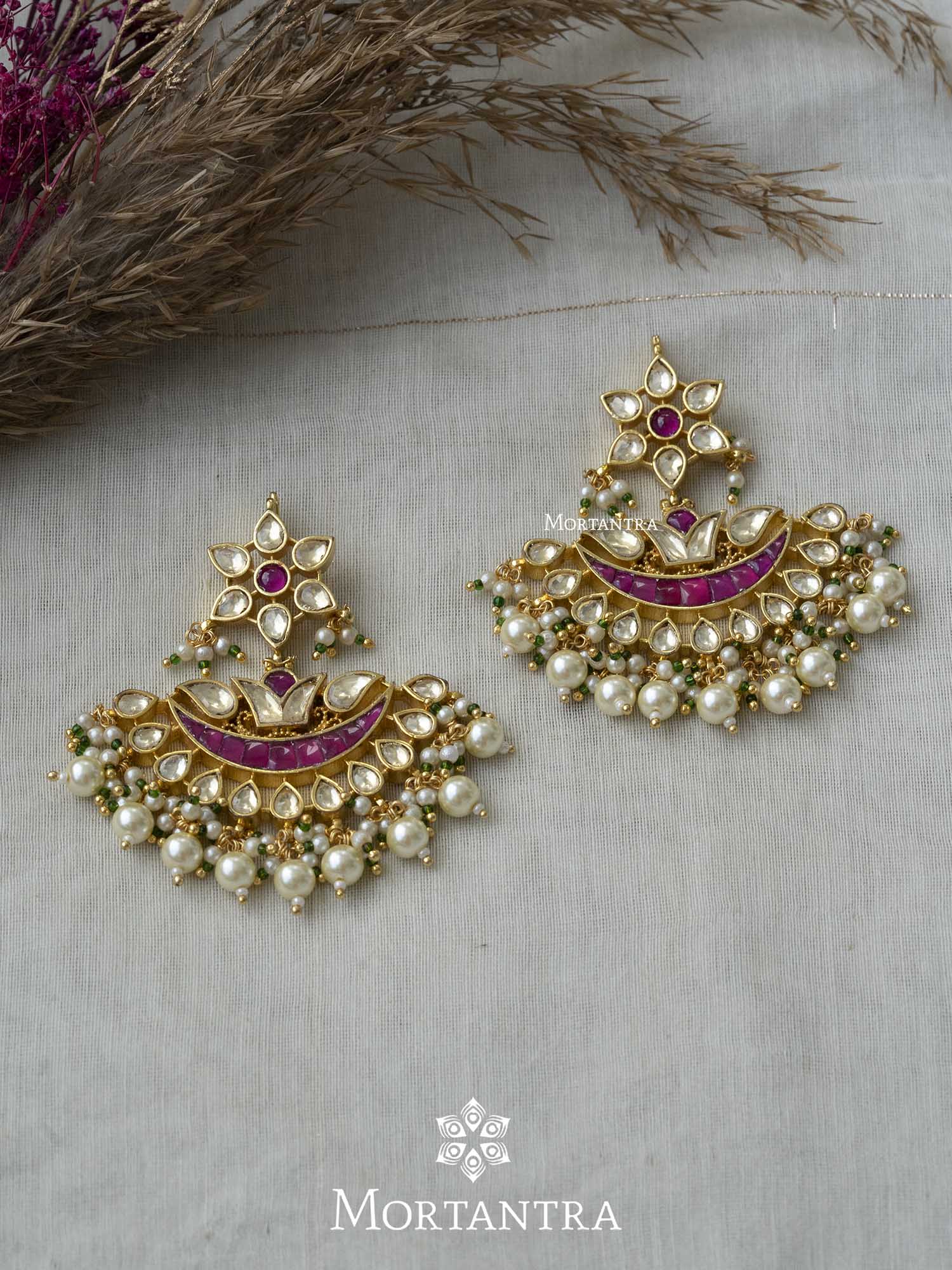 Pink Jumkha Kundan Earrings - Buy Latest Earring Designs - Abdesigns –  Abdesignsjewellery
